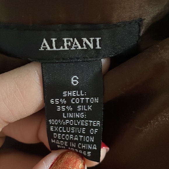 Alfani brown cotton/silk skirt with pleats and sequins - Picture 4 of 6